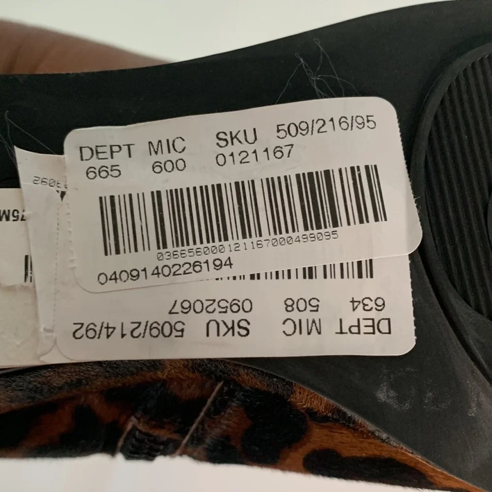 Kenneth Cole Gentle Souls real fur Ella Wedge Zip,Brown Multi Leopard, 6